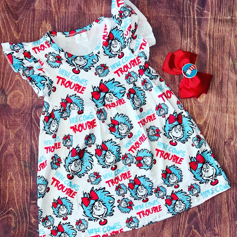 Dr Seuss Thing one thing two dress and bow